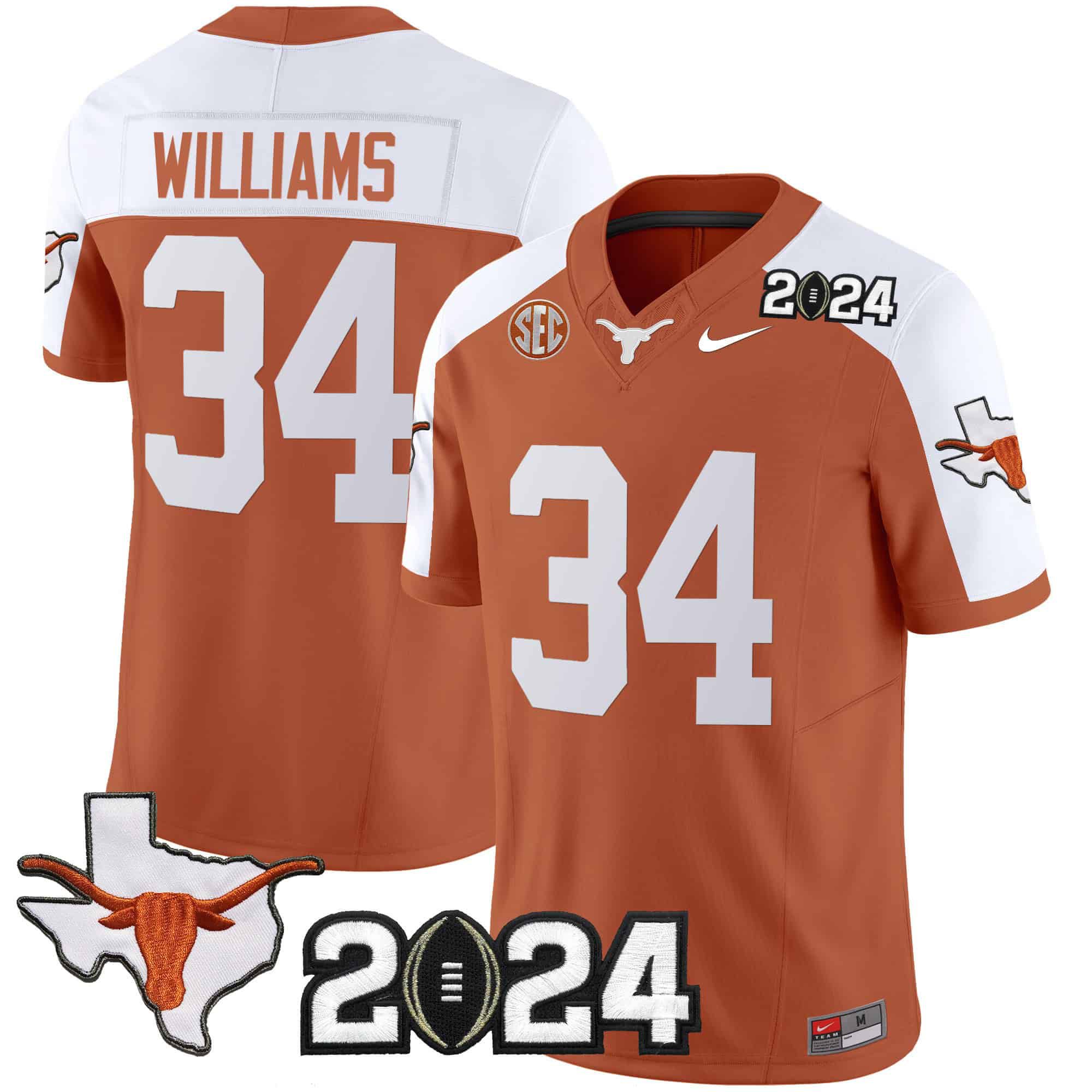Men Texas Longhorns #34 Williams Orange 2024 Nike Vapor Limited NCAA Jersey->indianapolis colts->NFL Jersey